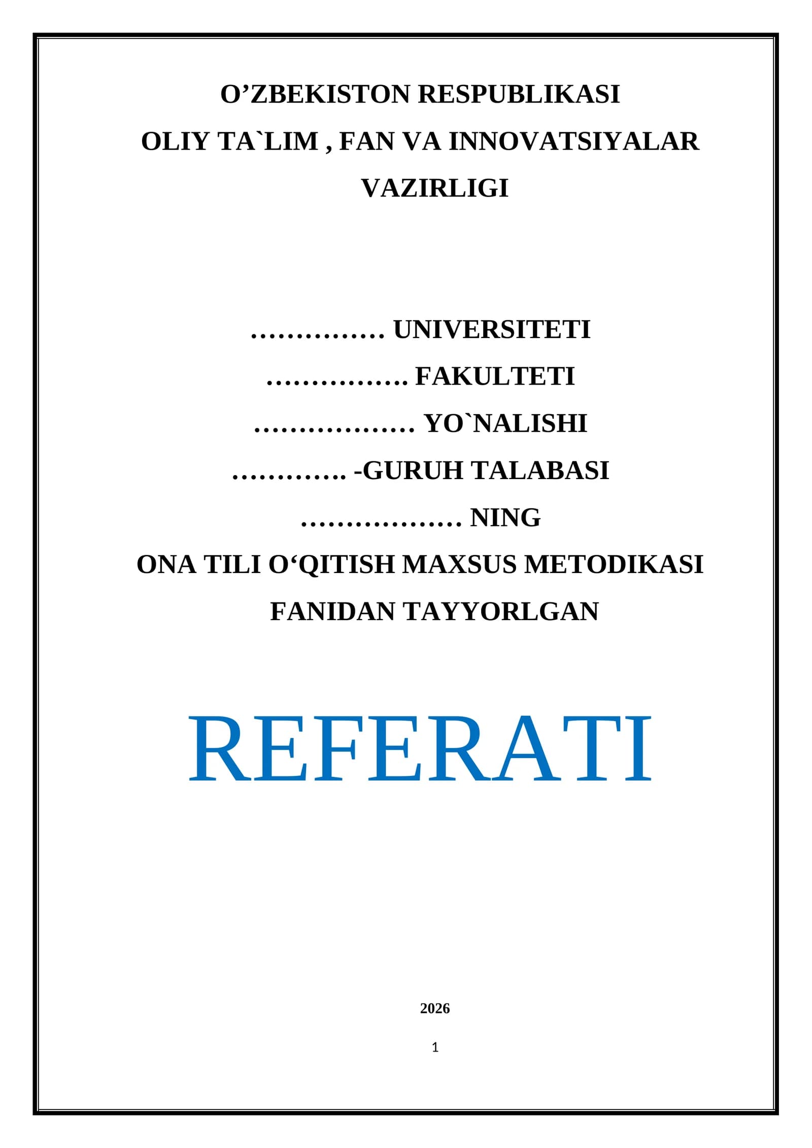 ONA TILI OʻQITISH MAXSUS METODIKASI