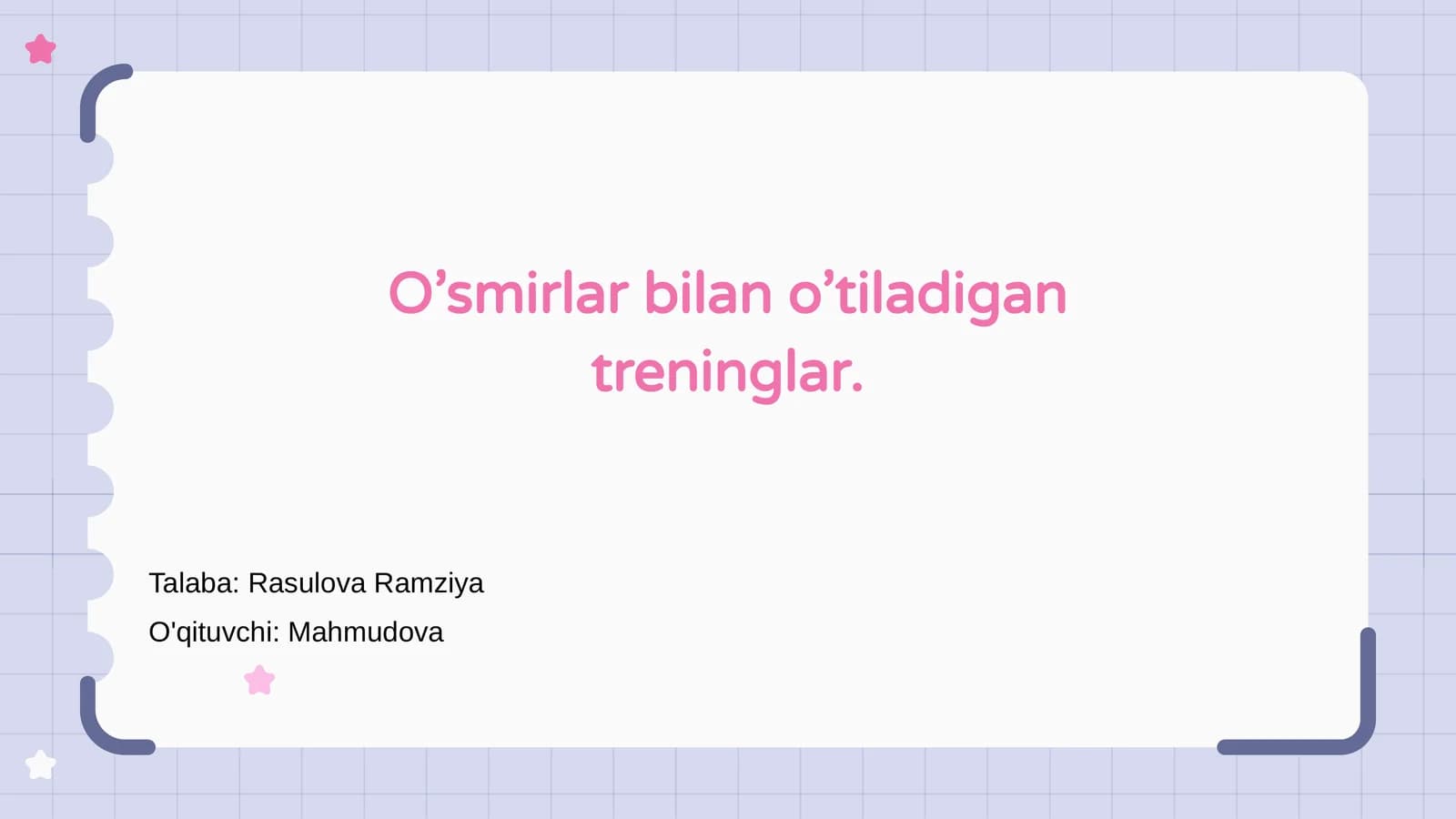 O’smirlar bilan o'tiladigan treninglar