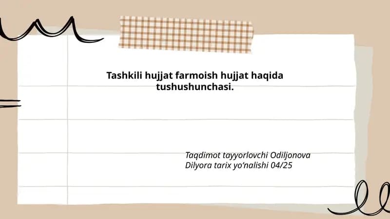 Tashkili hujjat farmoish hujjat haqida tushunchasi