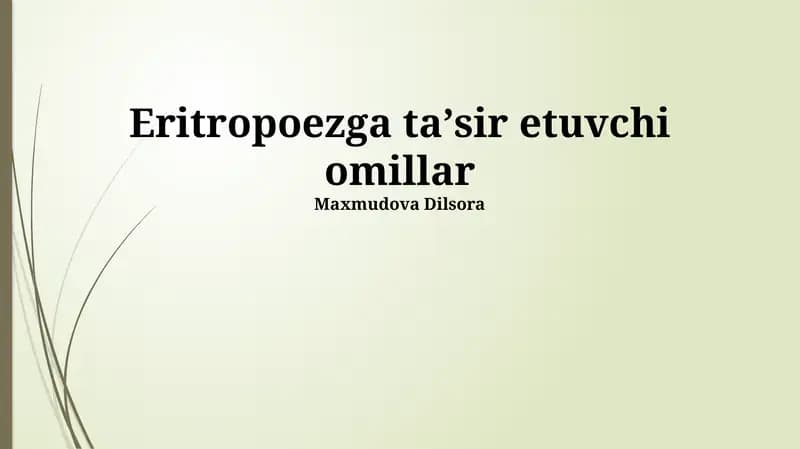 Eritropoezga ta'sir etuvchi omillar