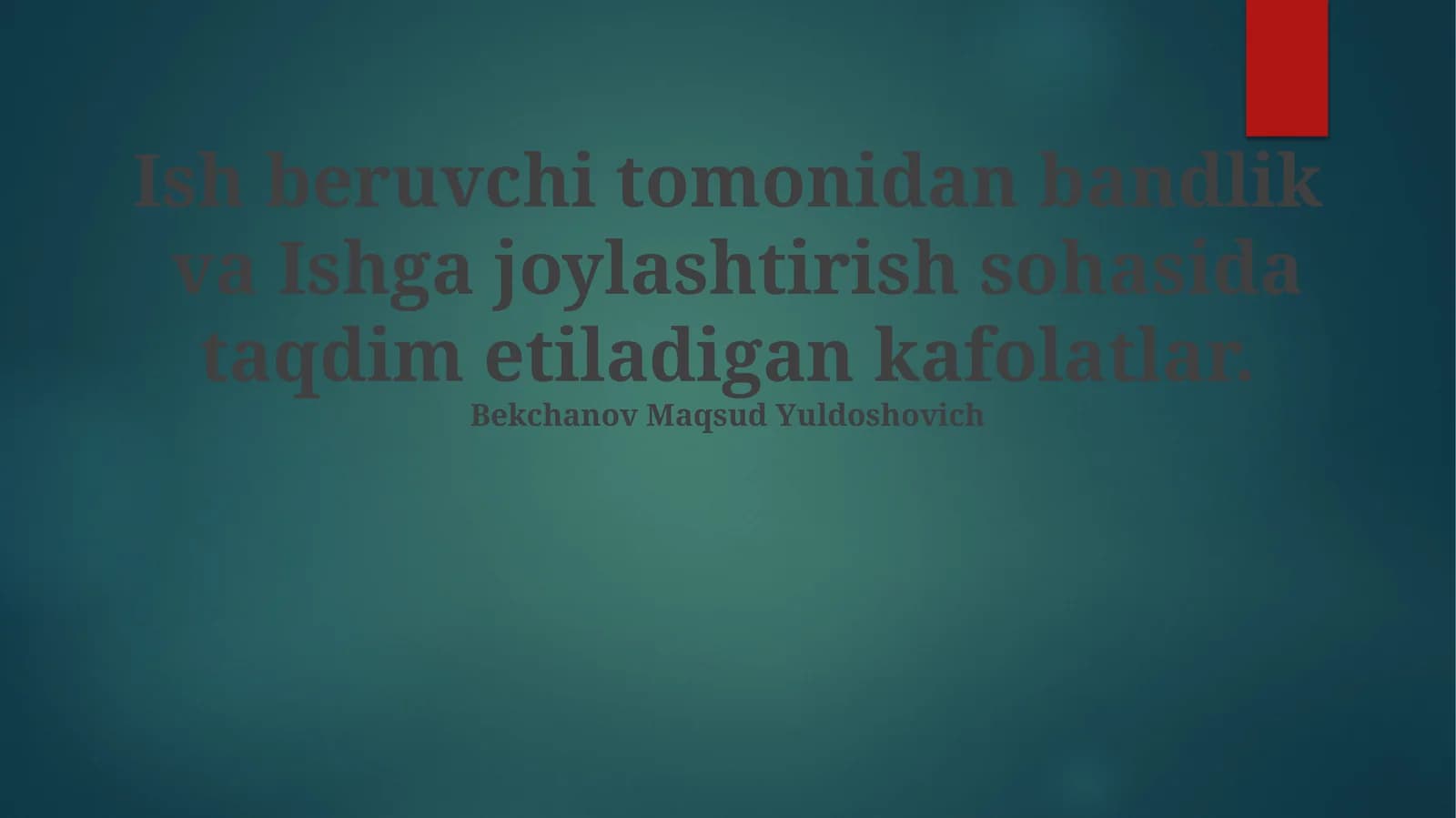 Ish bilan ta'minlash va joylashtirish kafolatlari