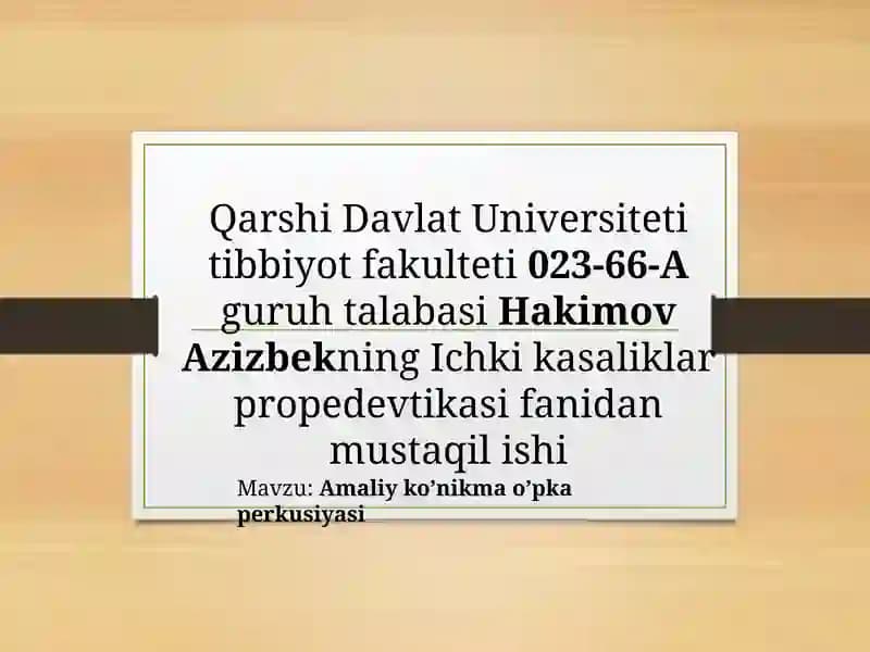 Amaliy ko’nikma o’pka perkusiyasi