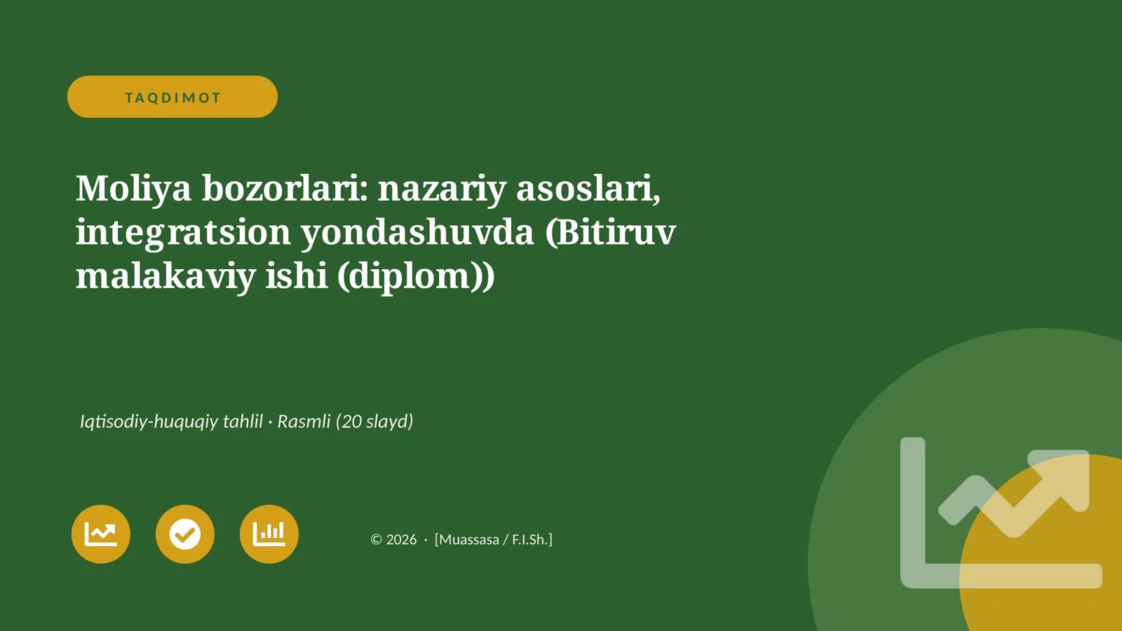 Moliya bozorlari: nazariy asoslari, integratsion yondashuvda (Bitiruv malakaviy ishi (diplom))