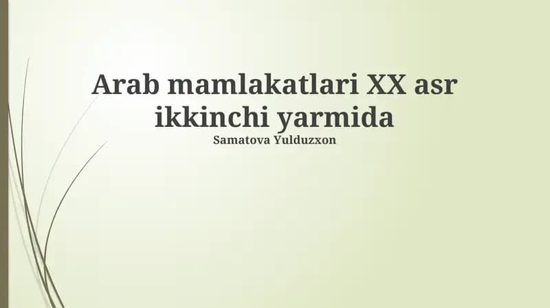 Arab mamlakatlari XX asr ikkinchi yarmida