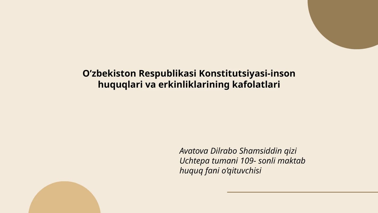 O’zbekiston Respublikasi Konstitutsiyasi-inson huquqlari va erkinliklarining kafolatlari