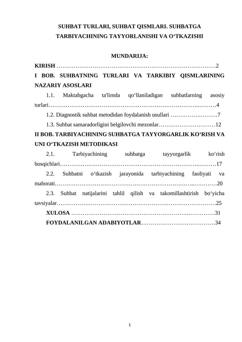 Suhbat Turlari va Qismlari