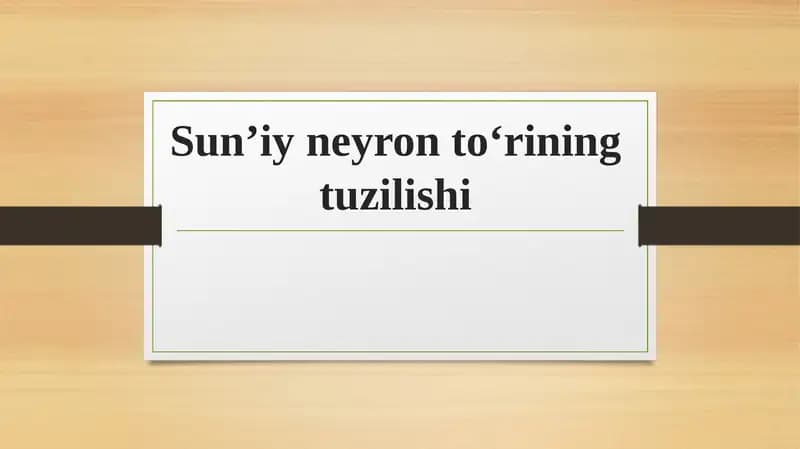Sun’iyneyronto‘riningtuzilishi