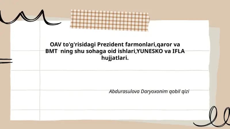 OAV to'g'risidagi Prezident farmonlari