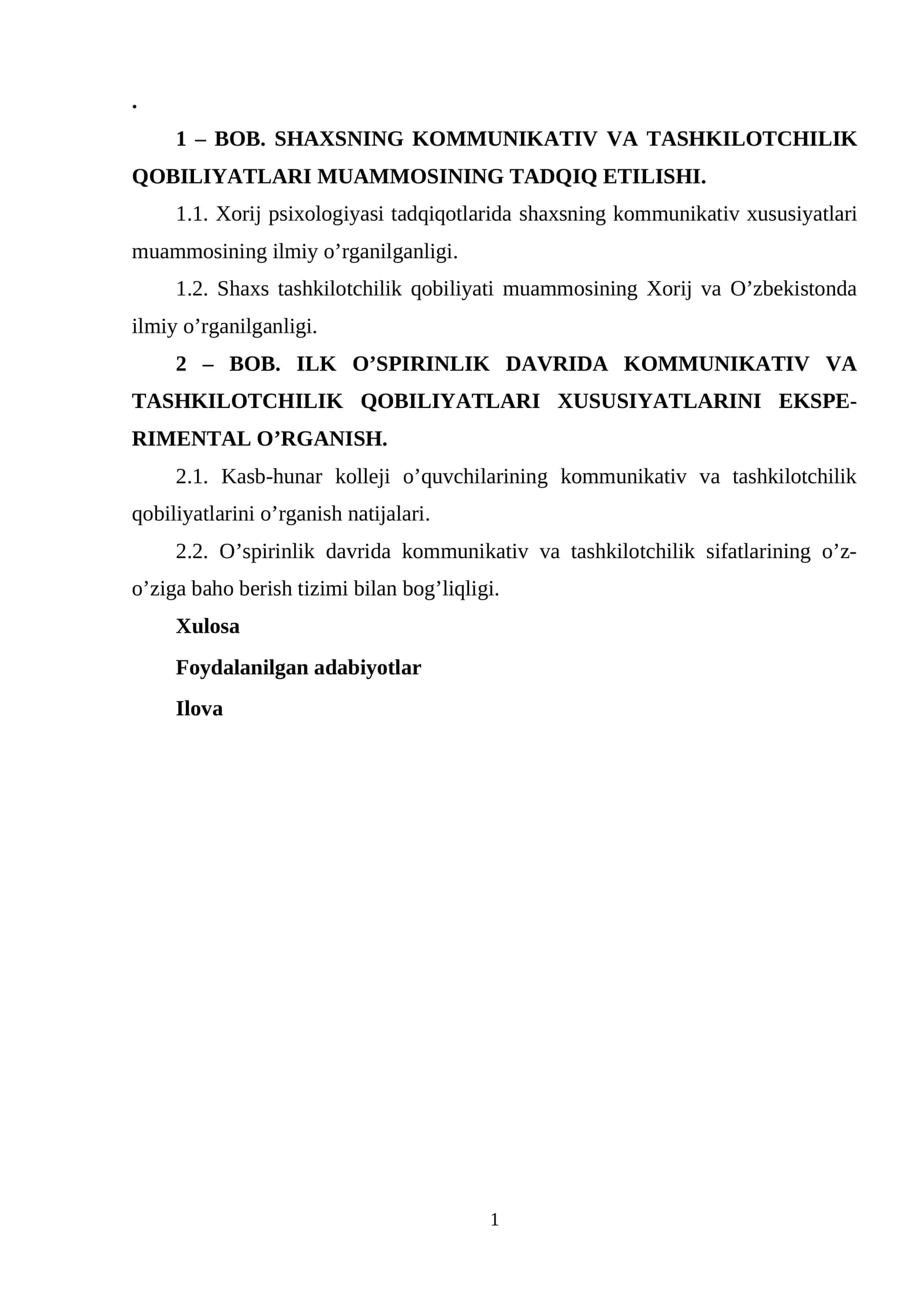 SHAXSNING KOMMUNIKATIV VA TASHKILOTCHILIK QOBILIYATLARI MUAMMOSINING TADQIQ ETILISHI