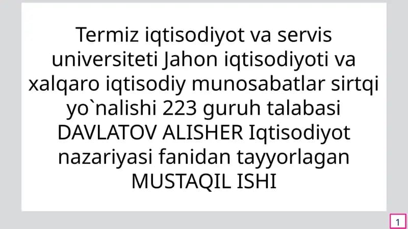 Xususiy mulkchilik tarmog’ini kengaytirish