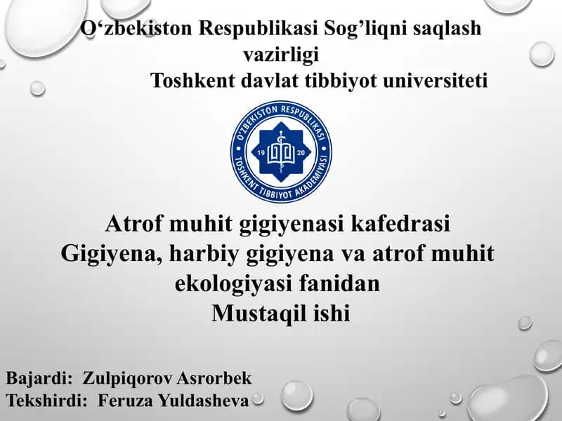 harbiy xizmatchining mehnat sharoiti gigiyenasi