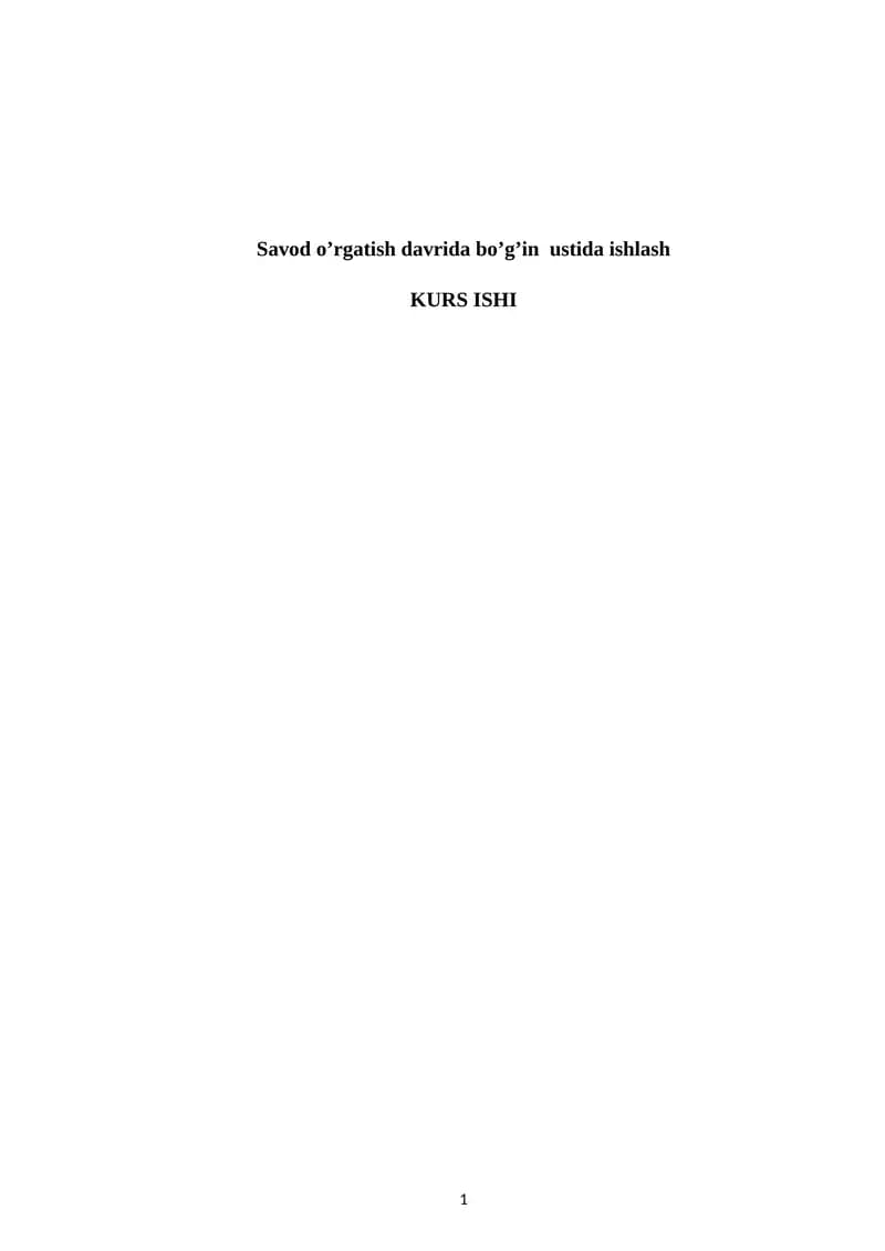 Savod o’rgatish davrida bo’g’in  ustida ishlash