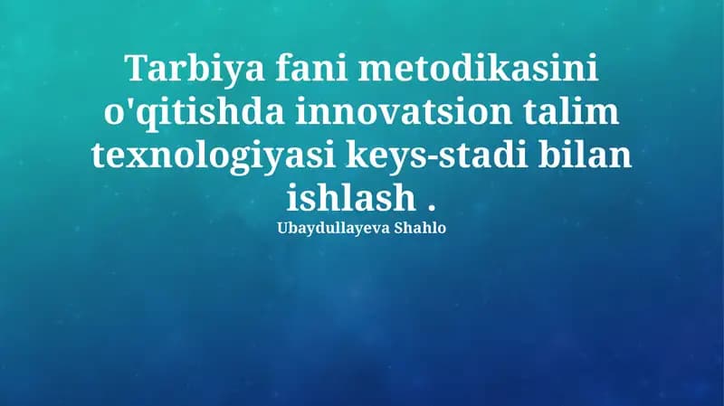 Islom axloqi fanidan interaktiv dars