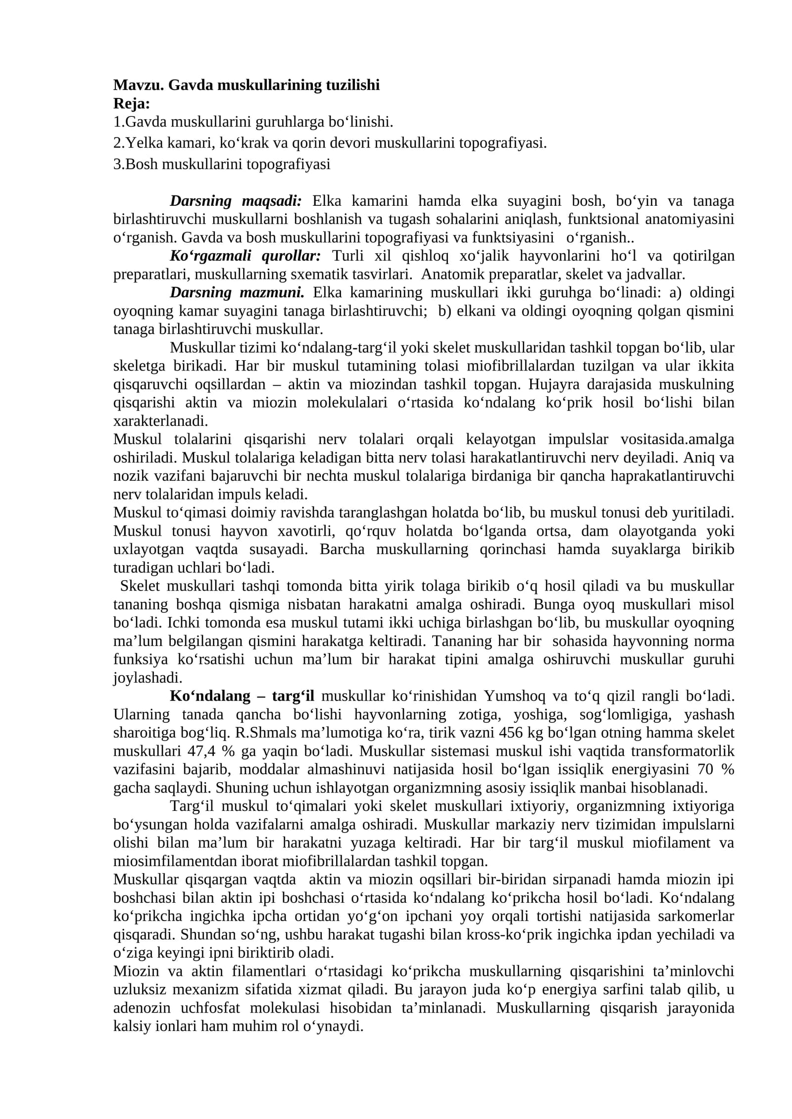 Gavda muskullarining tuzilishi