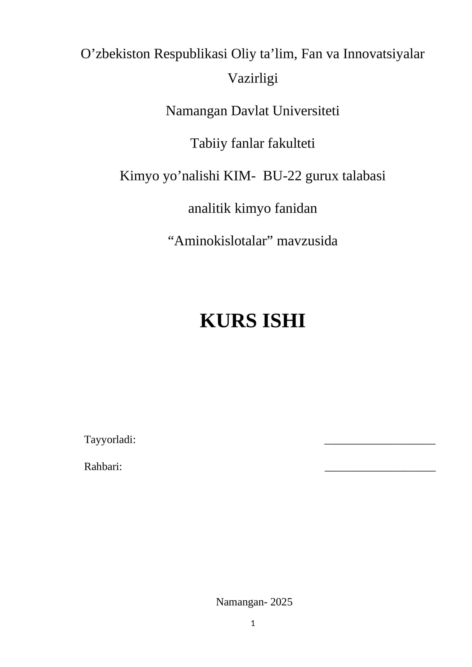 Aminokislotalar KURS ISHI