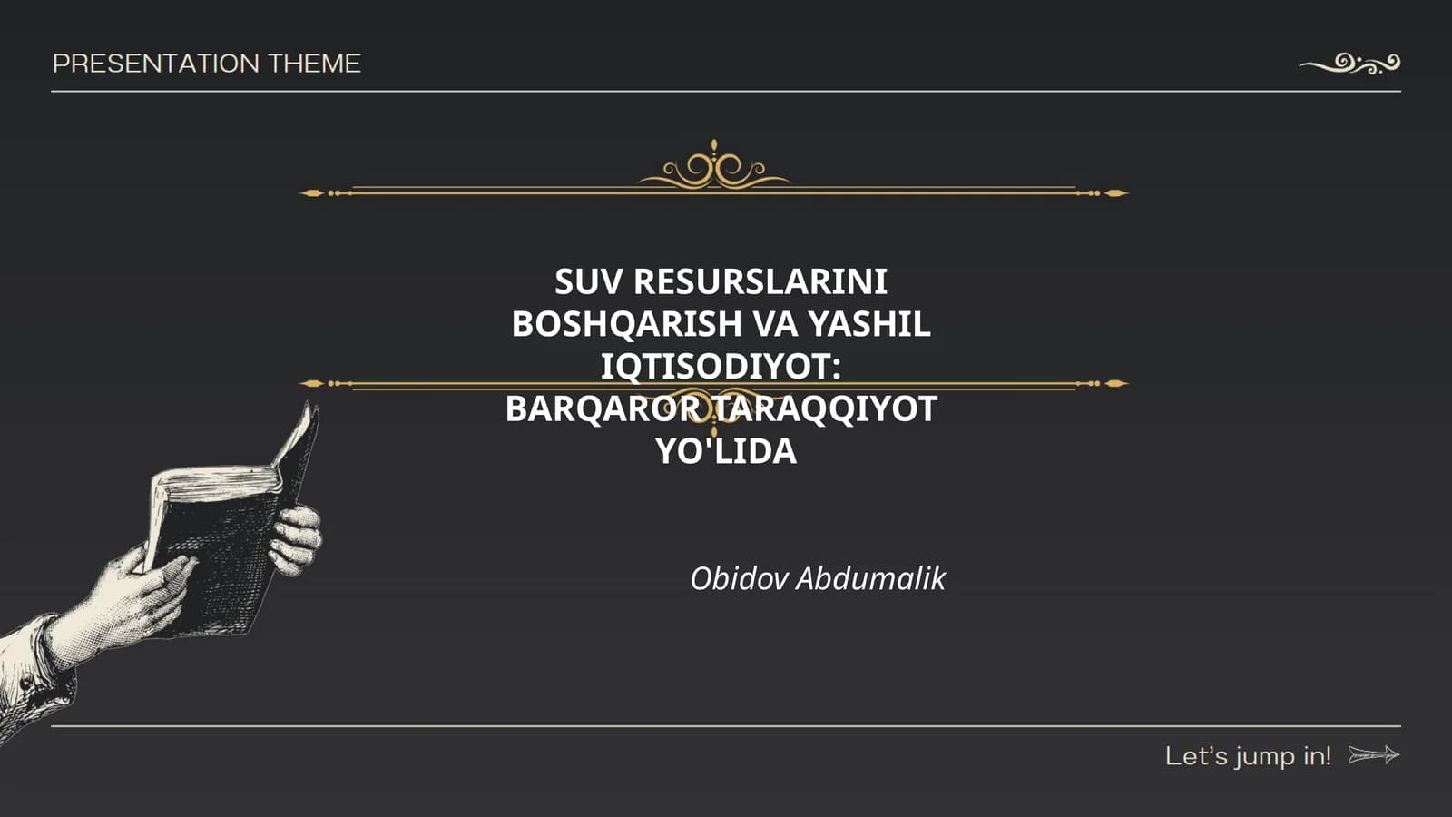 SUV RESURSLARINI BOSHQARISH VA YASHIL IQTISODIYOT: BARQAROR TARAQQIYOT YO'LIDA