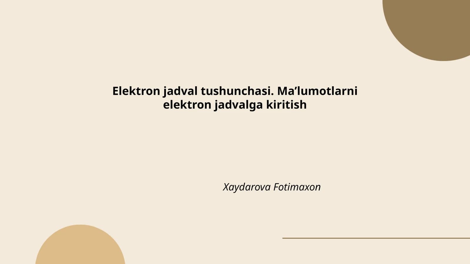 Elektron jadval tushunchasi