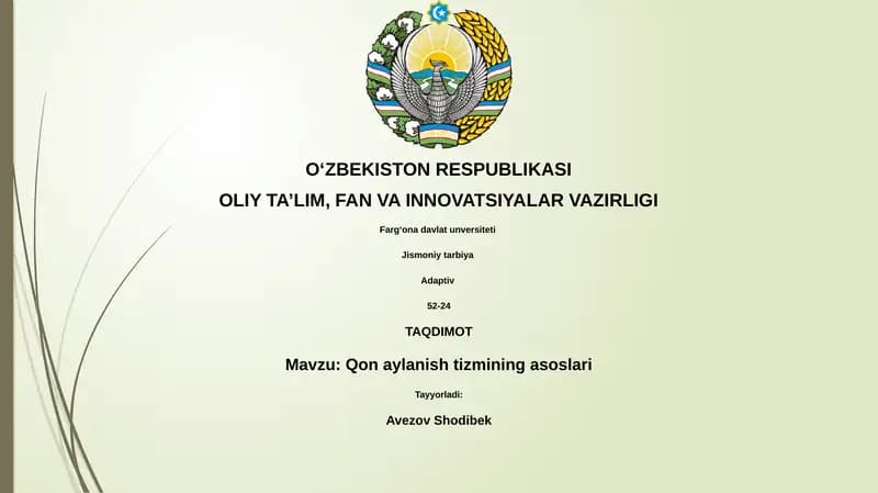 Qon aylanish tizmining asoslari