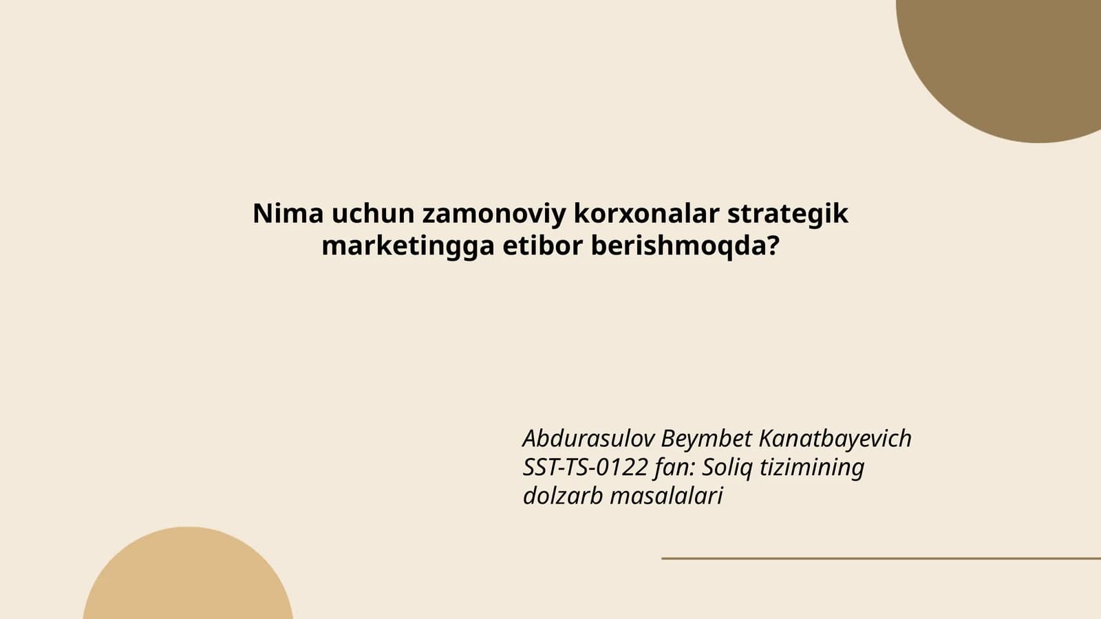 SST-TS-0122 fan: Soliq tizimining dolzarb masalalari