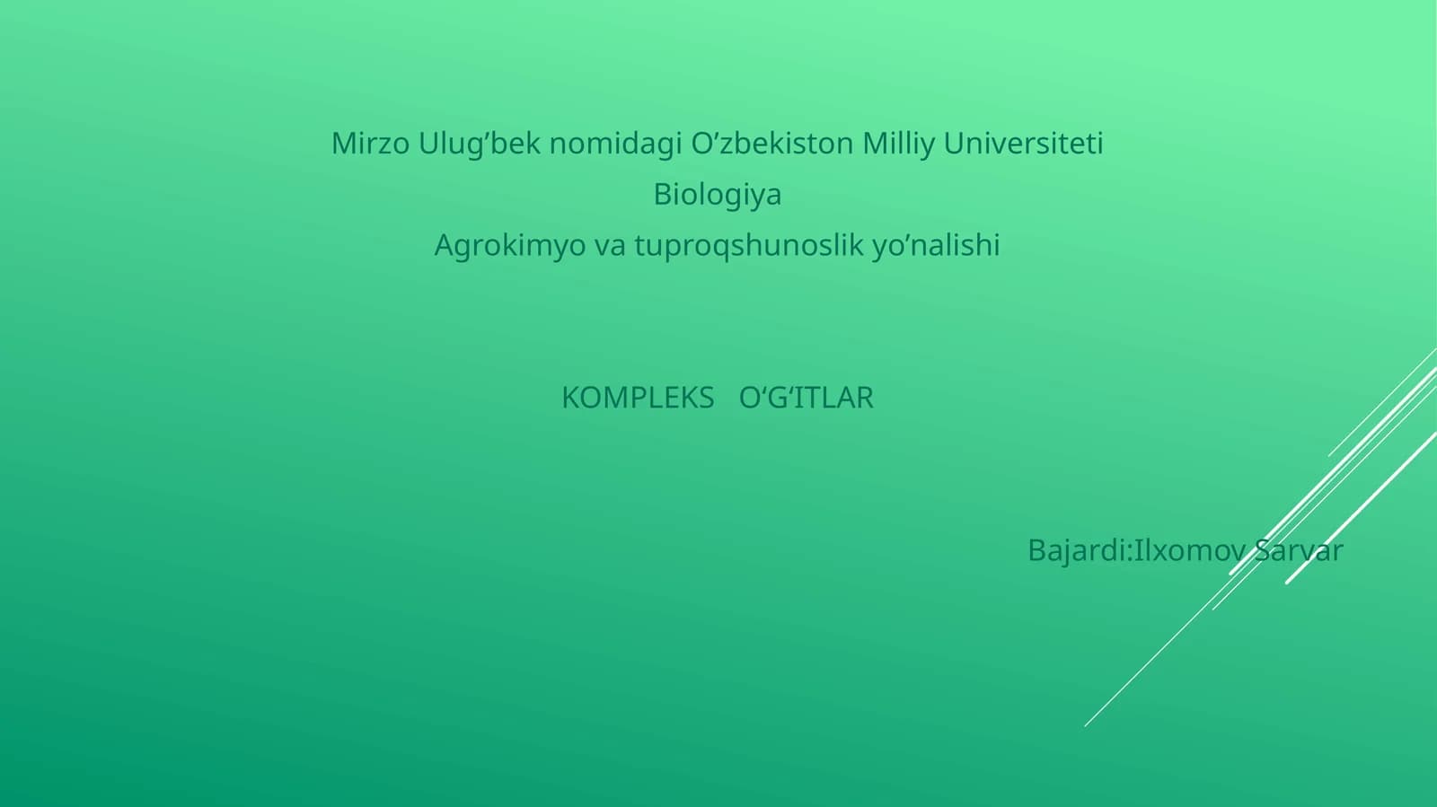 KOMPLEKS O‘G‘ITLAR