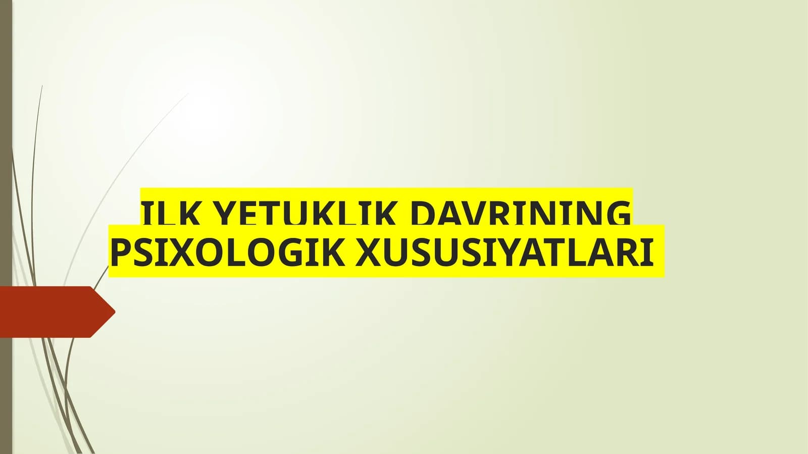 ILK YETUKLIK DAVRINING PSIXOLOGIK XUSUSIYATLARI