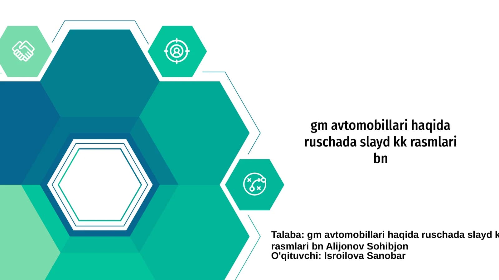 GM avtomobillari haqida ruschada slayd kk rasmlari bn