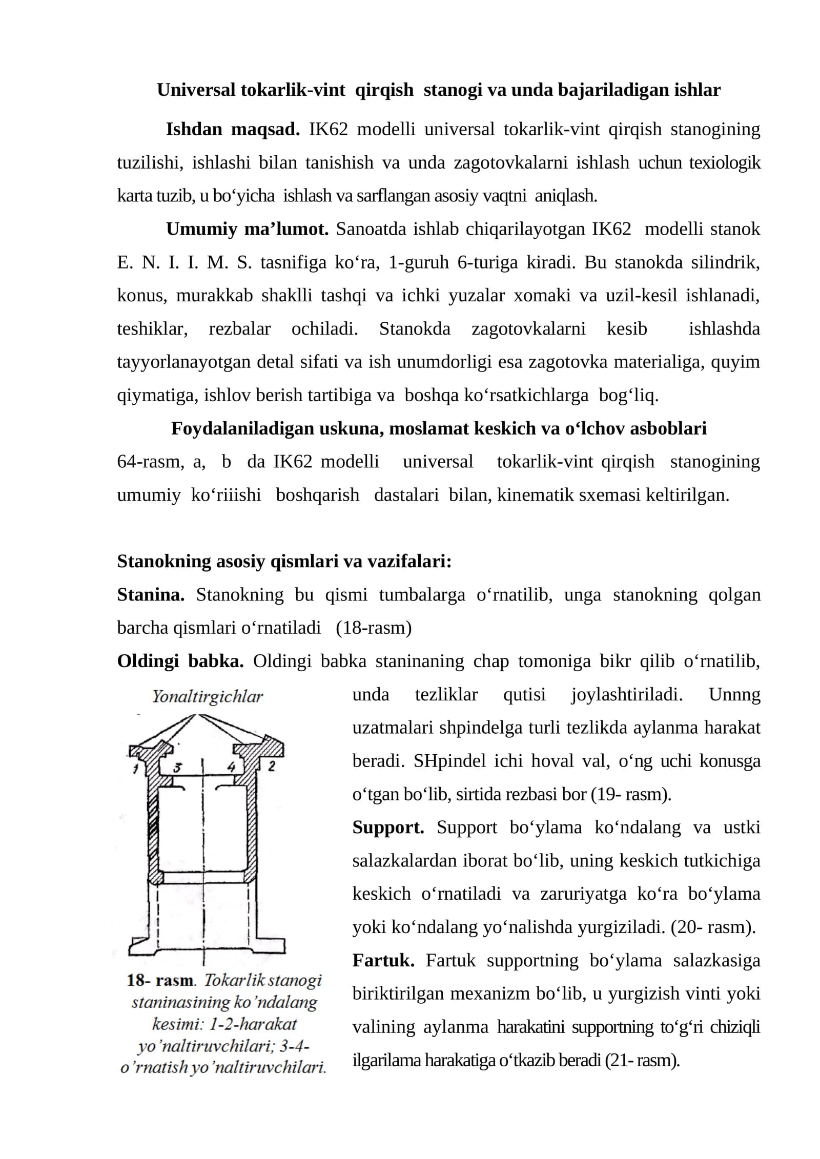 IK62 modelli universal tokarlik-vint qirqish stanogi