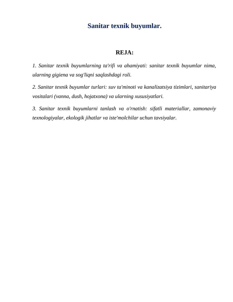 Sanitar texnik buyumlar