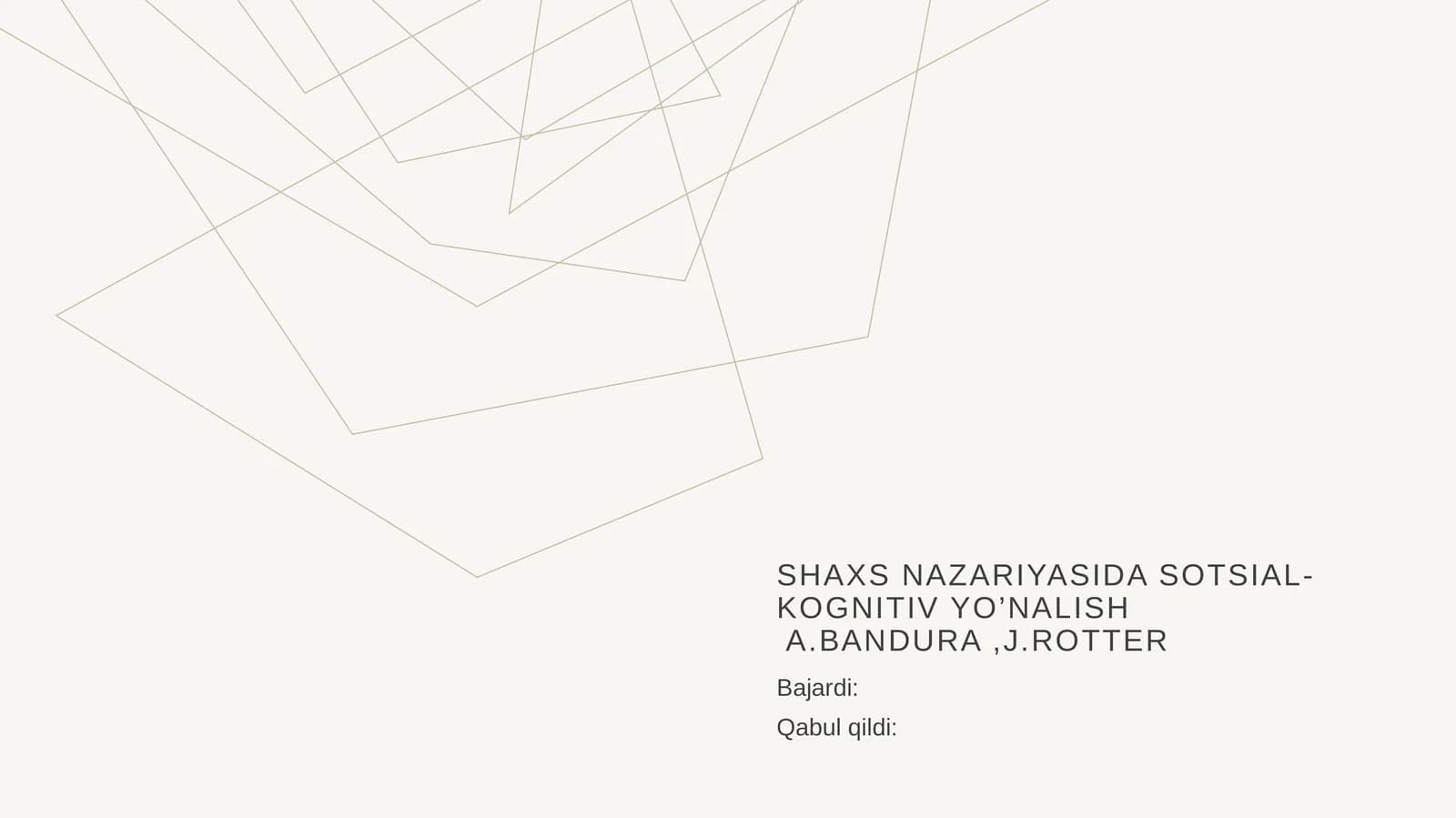 Shaxs nazariyasida sotsial-kognitiv yo’nalish A.bandura ,j.Rotter