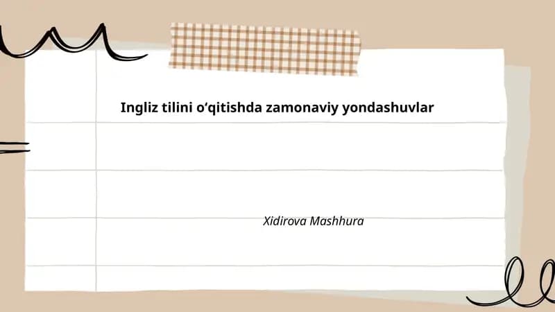 Ingliz tilini oʻqitishda zamonaviy yondashuvlar