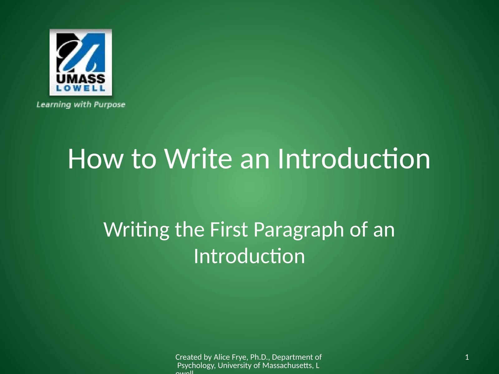 How to Write an Introduction