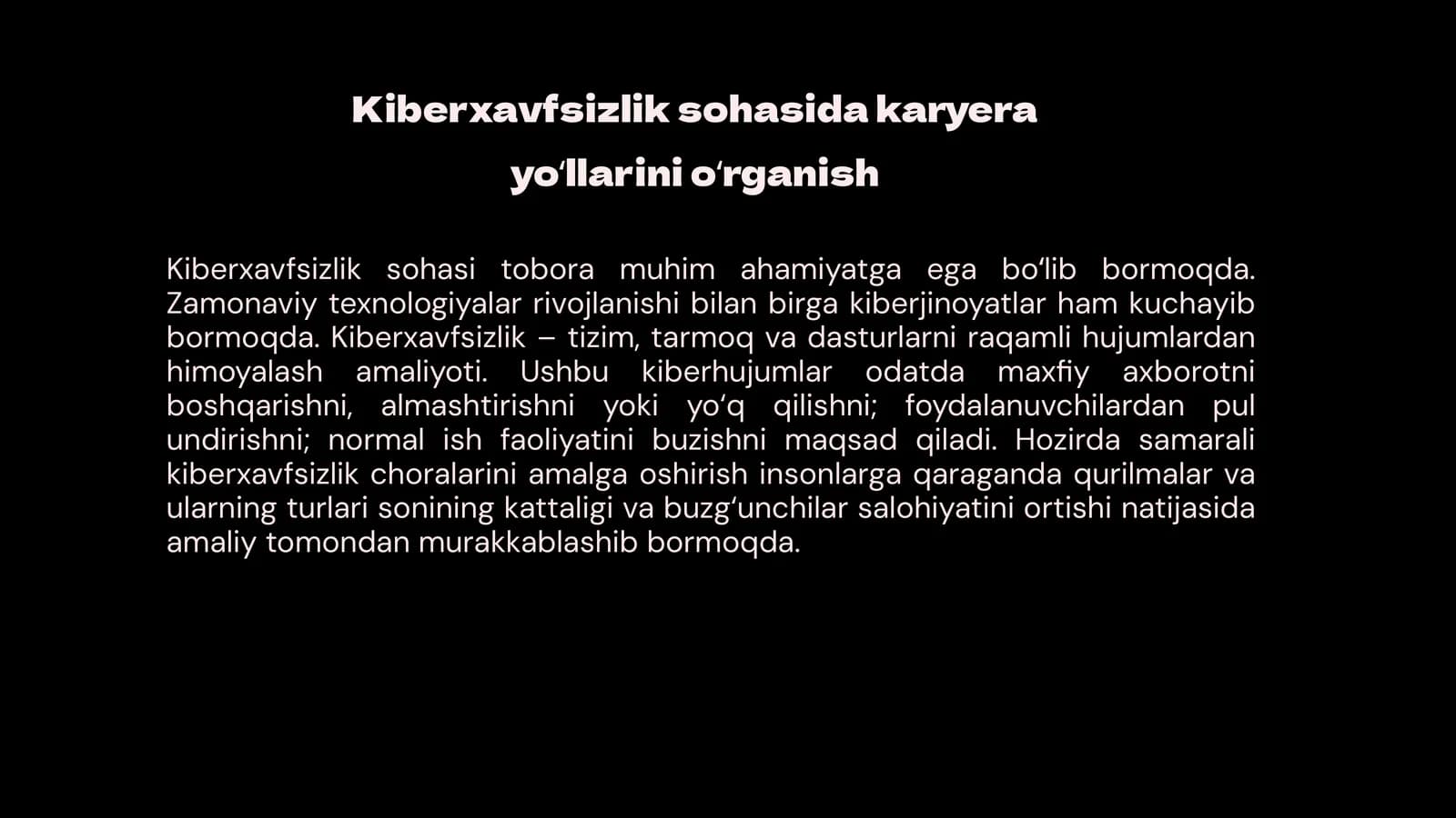 Kiberxavfsizlik sohasida karyera yo'llarini o'rganish