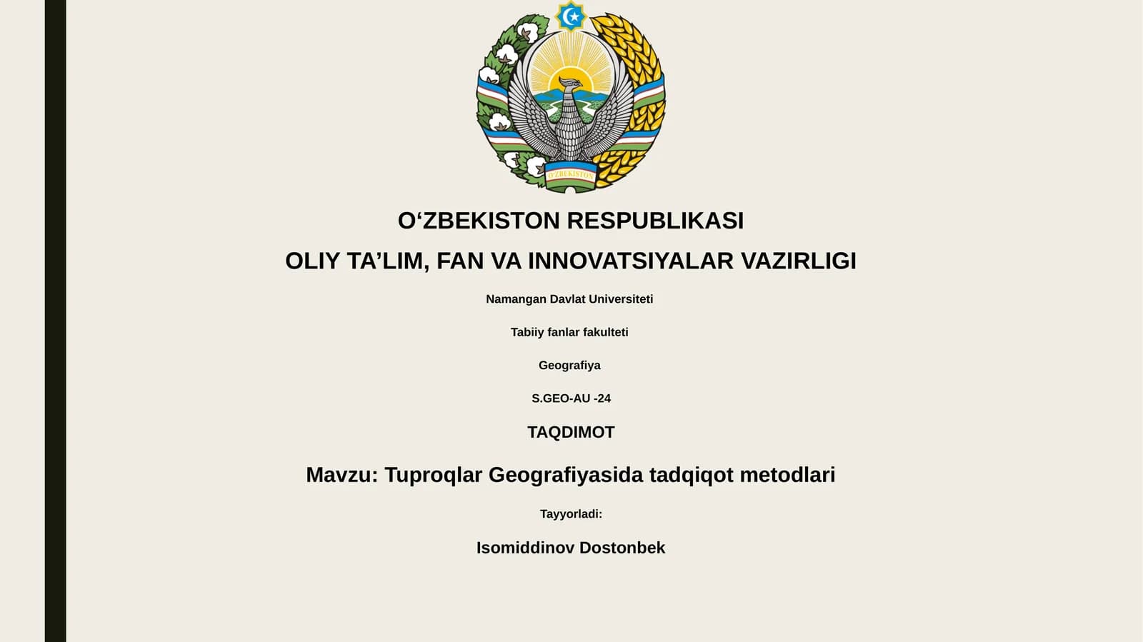 Tuproqlar Geografiyasida tadqiqot metodlari