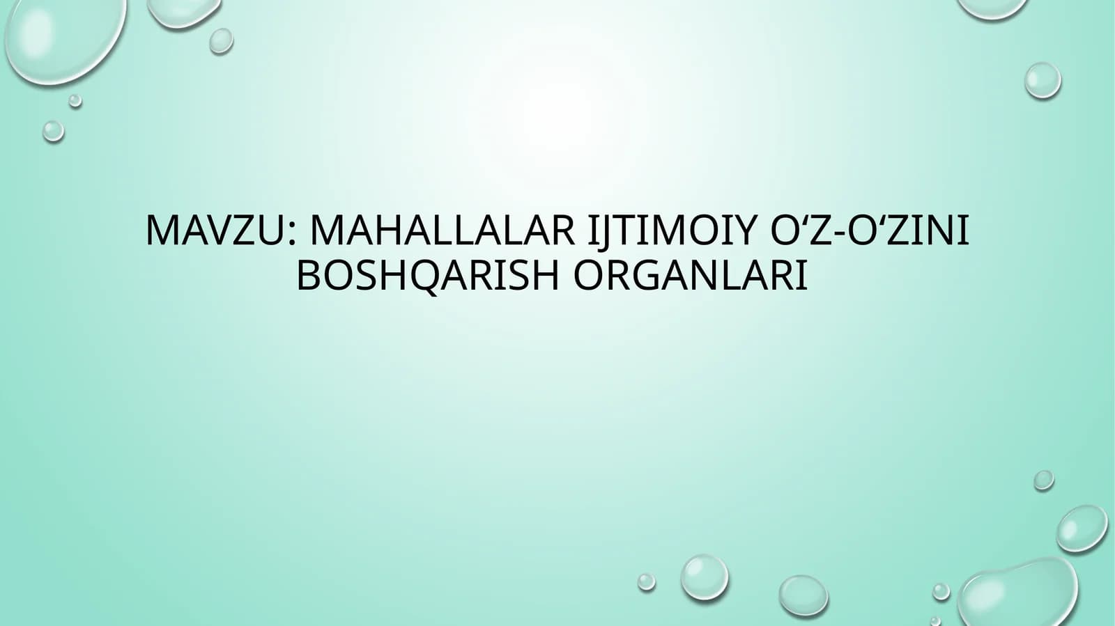 Mahallalar ijtimoiy oʻz-oʻzini boshqarish organlari