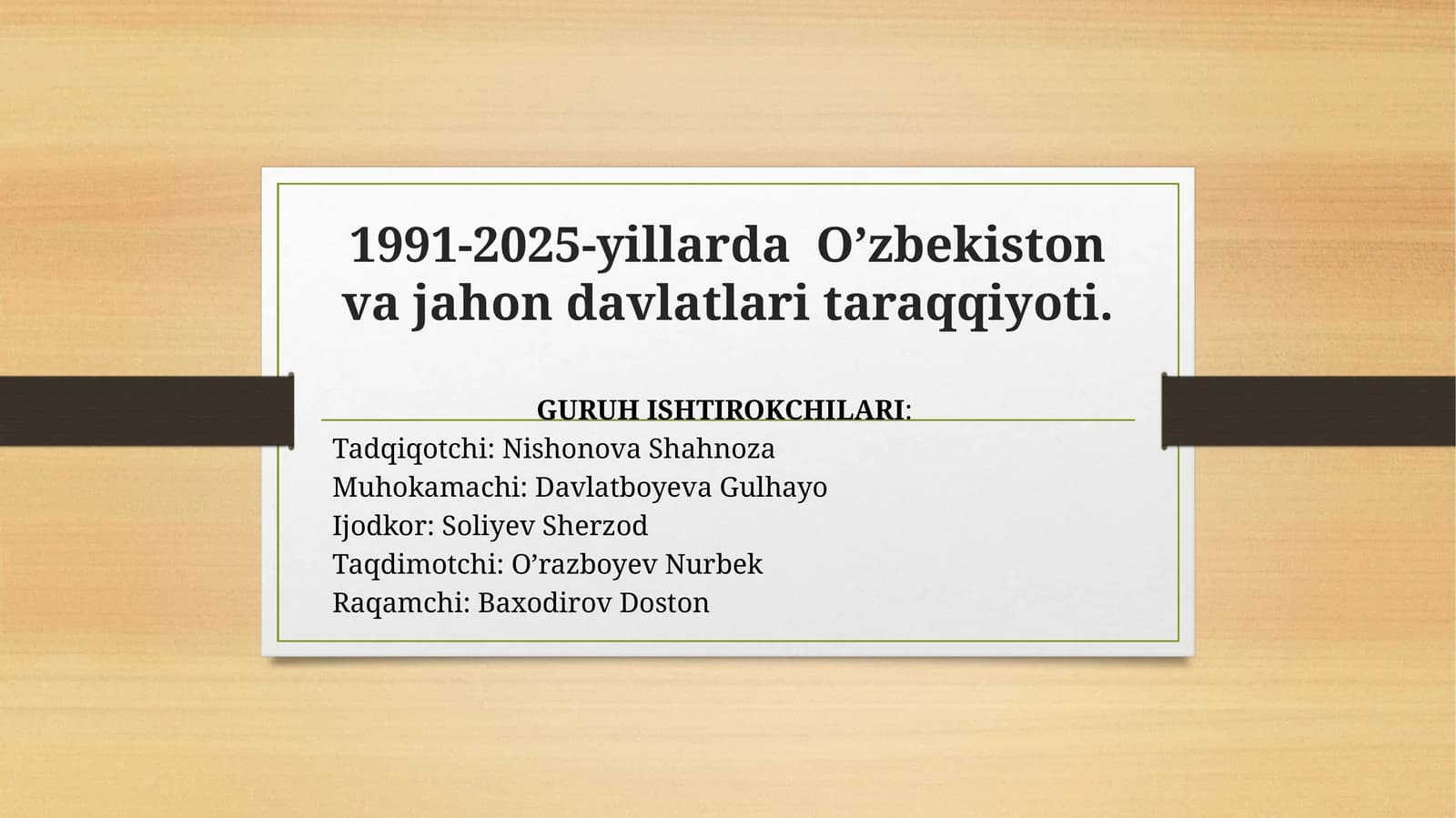 1991–2025-yillarda O‘zbekiston va jahon davlatlari taraqqiyoti | Tayyor slayd (prezentatsiya)