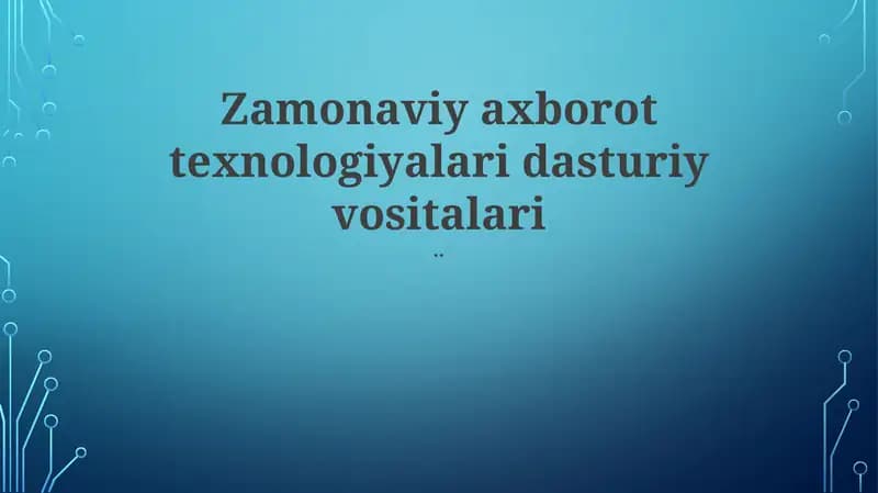 Zamonaviy IT dasturlari bulutga asoslangan arxitektura
