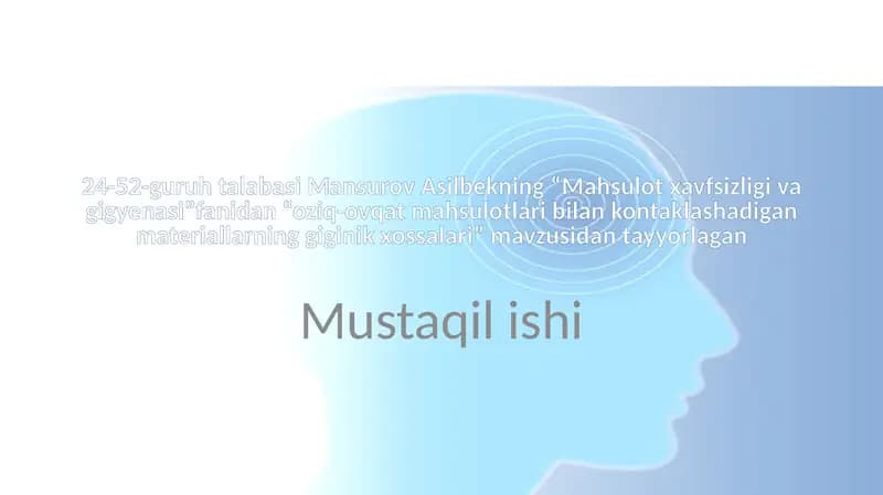 Mahsulot xavfsizligi va gigiena