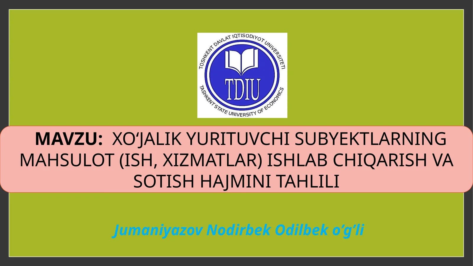 XOʻJALIK YURITUVCHI SUBYEKTLARNING MAHSULOT (ISH, XIZMATLAR) ISHLAB CHIQARISH VA SOTISH HAJMINI TAHLILI