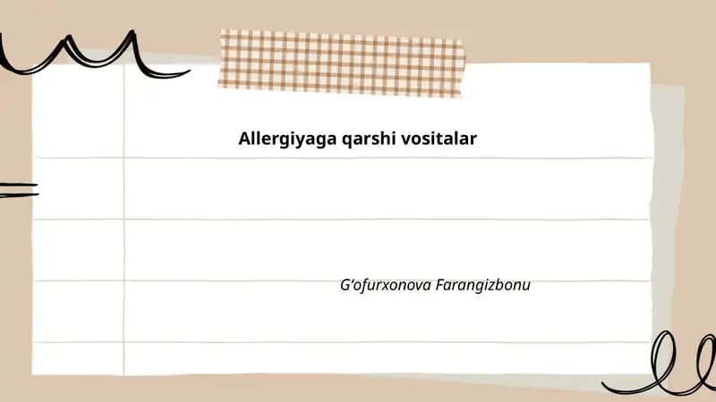 Antihistamin preparatlari (birinchi va ikkinchi avlod)