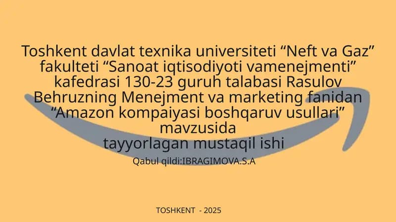 Amazon kompaniyasi boshqaruv usullari