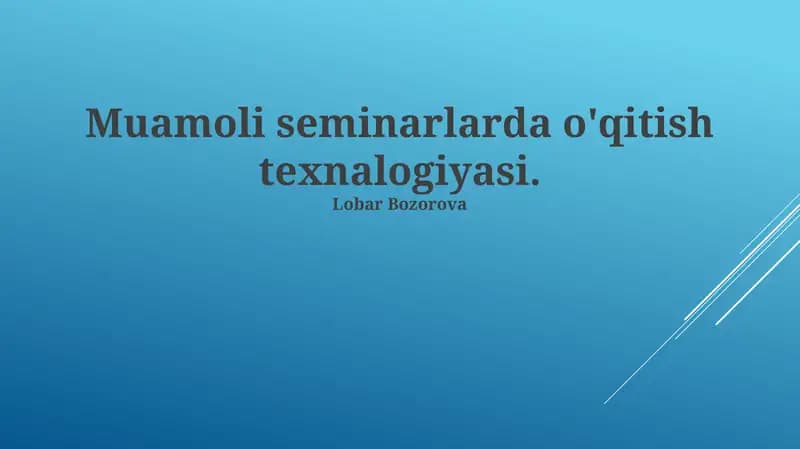 Texnologiyalarni O'qitishning Zamonaviy Usullari