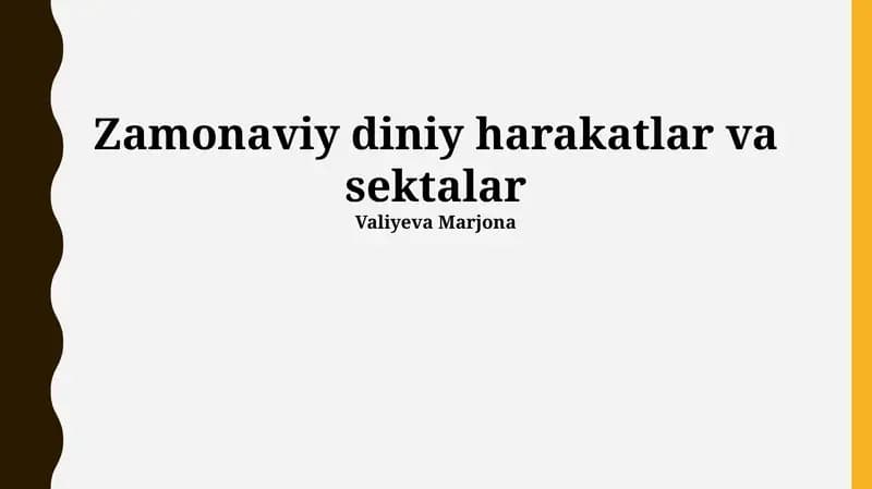 Zamonaviy diniy harakatlar va sektalar