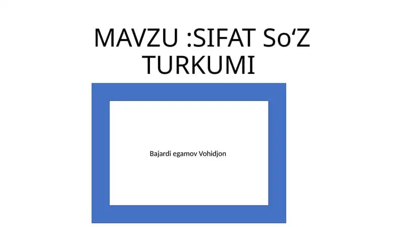 SIFAT SoʻZ TURKUMI