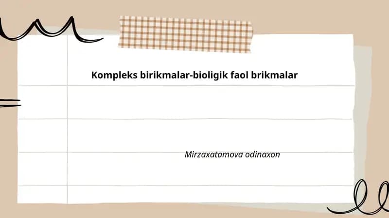 Kompleks birikmalar-bioligik faol birikmalar