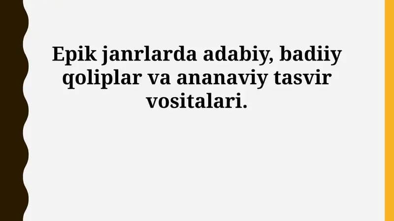 Epik janrlarda adabiy va badiiy shakllar