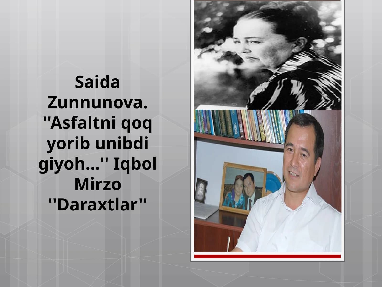 “Asfaltni qoq yorib unibdi giyoh...” va “Daraxtlar” she’rlarini qiyoslab tahlil qilish