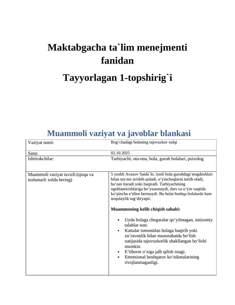 Muammoli vaziyat