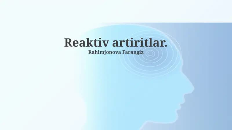 Reaktiv Artritni Davolash va Oldini Olish