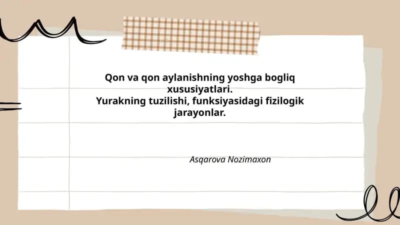 Homila va perinatal davrdagi qon aylanishining yoshga bog‘liq xususiyatlari