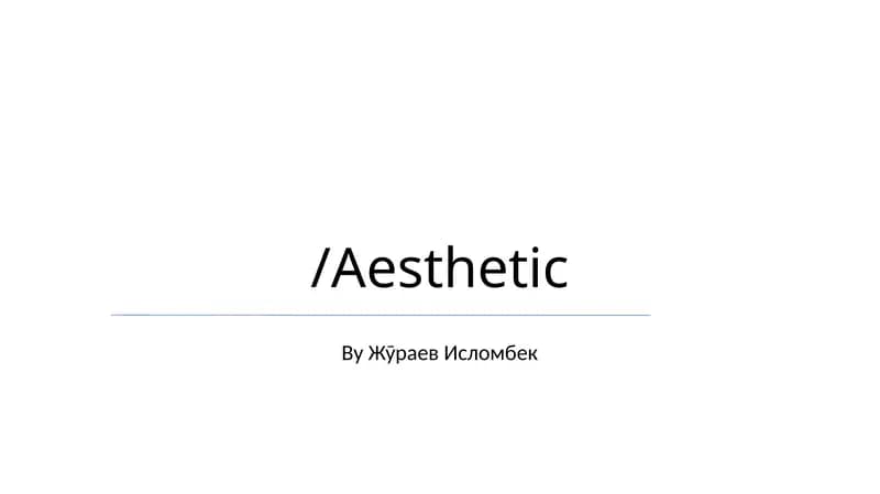 Estetika